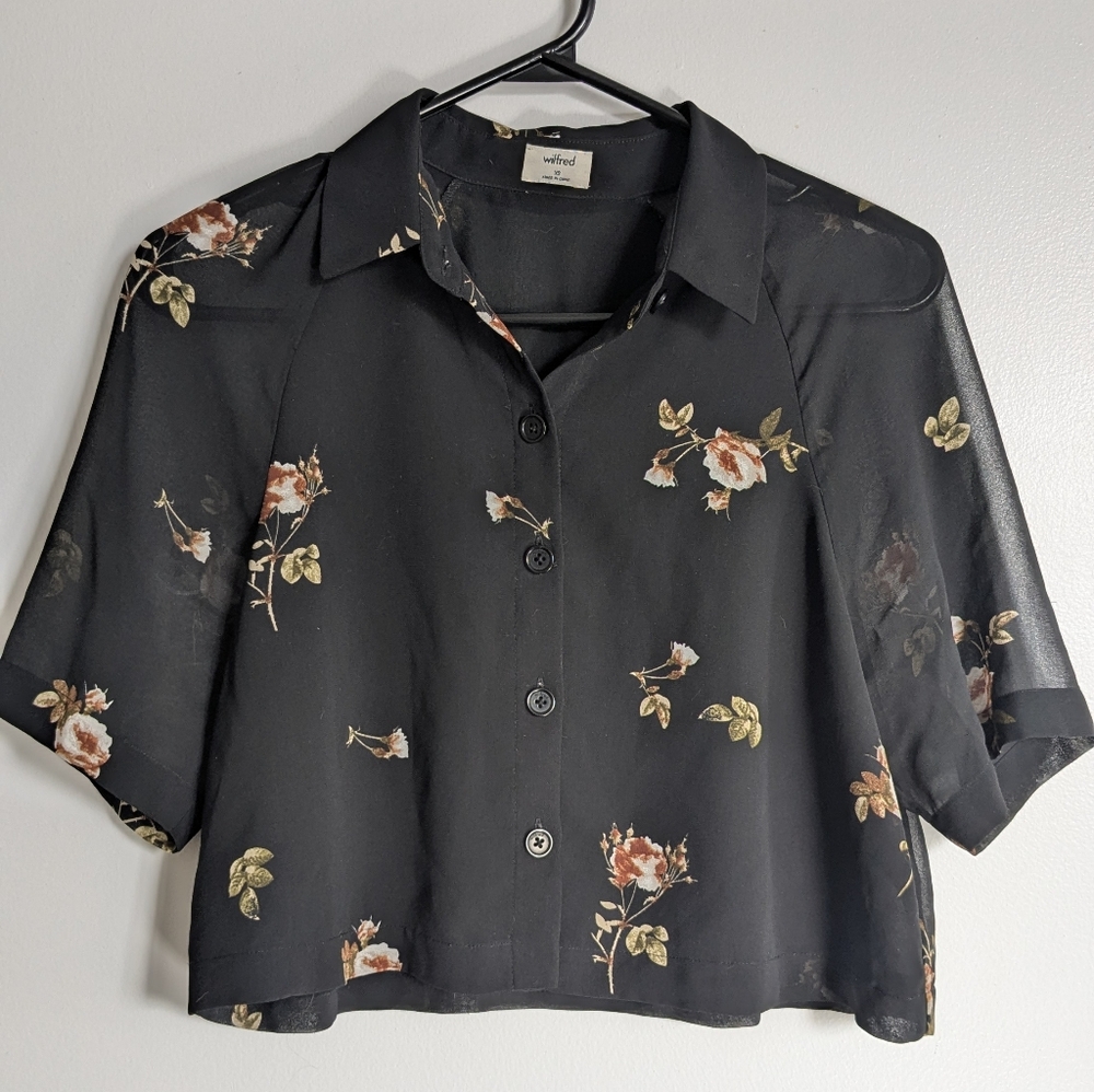 Wilfred Black Floral Button Down Shirt